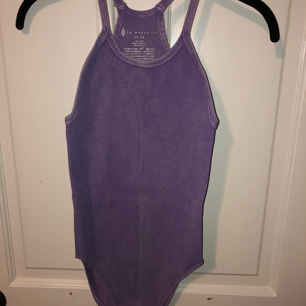 Nwot Free People Happiness Runs Bodysuit Purple - 2 Snap Closure Not 3